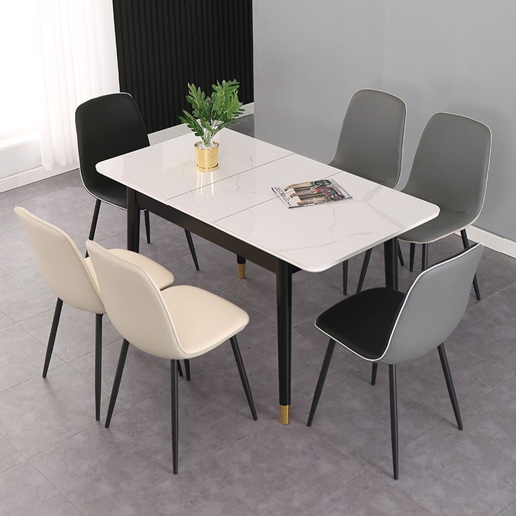 Contemporary Rectangle Dining Room Table Sintered Stone Dining Table with 4 Black Legs Clearhalo ' dining_table' 'Dining Tables & Seating' 'Dining Tables' 'furn' 'furn_dining_table' 'Furniture' 'furniture_dining_table' 'Kitchen & Dining Furniture' 'kitchen&dining_furn' 'kitchen' 'kitchen_dining_table' 1200x1200_df5a1c2e-97c3-4a30-8f37-0f13c35fdeb4