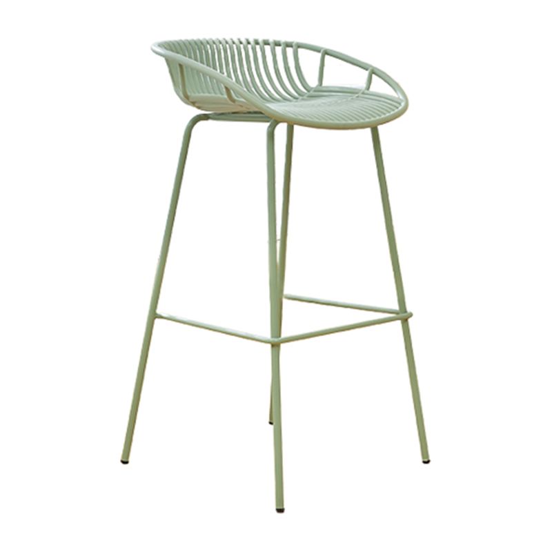 Modern Plastic Contoured Seat Iron Base Footrest Stool for Living Room