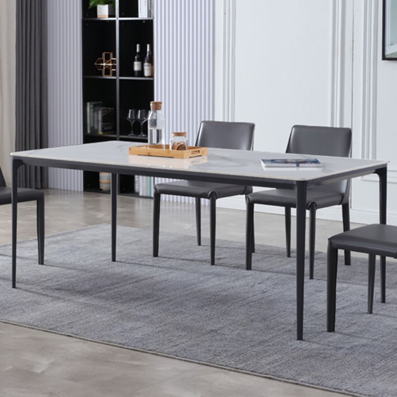 Rectangle 4 Legs Modern Dining Table Two-Color Fixed Table with Sintered Stone Clearhalo ' dining_table' 'Dining Tables & Seating' 'Dining Tables' 'furn' 'furn_dining_table' 'Furniture' 'furniture_dining_table' 'Kitchen & Dining Furniture' 'kitchen&dining_furn' 'kitchen' 'kitchen_dining_table' 1200x1200_df5d3d6b-86e3-44c5-892f-4da1fb27da30