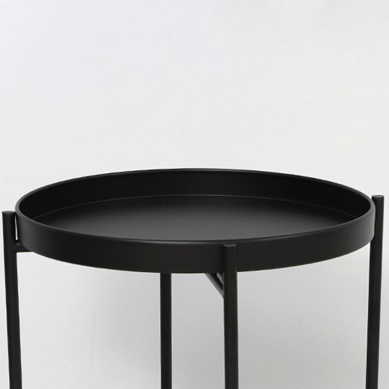 Mid-Century Tray Top End Table 20.3" Tall Iron Round Side Table with Shelf