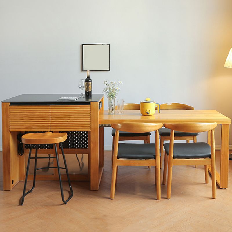 Modern Kitchen Island Table with Drawers and Glass Storage Cabinet Clearhalo 'furn' 'furn_kitchen_islands_carts' 'Furniture' 'Kitchen & Dining Furniture' 'Kitchen Islands & Carts' 'kitchen_islands_carts' 1200x1200_df5e4ae5-1698-45c0-9594-65fce225c42f