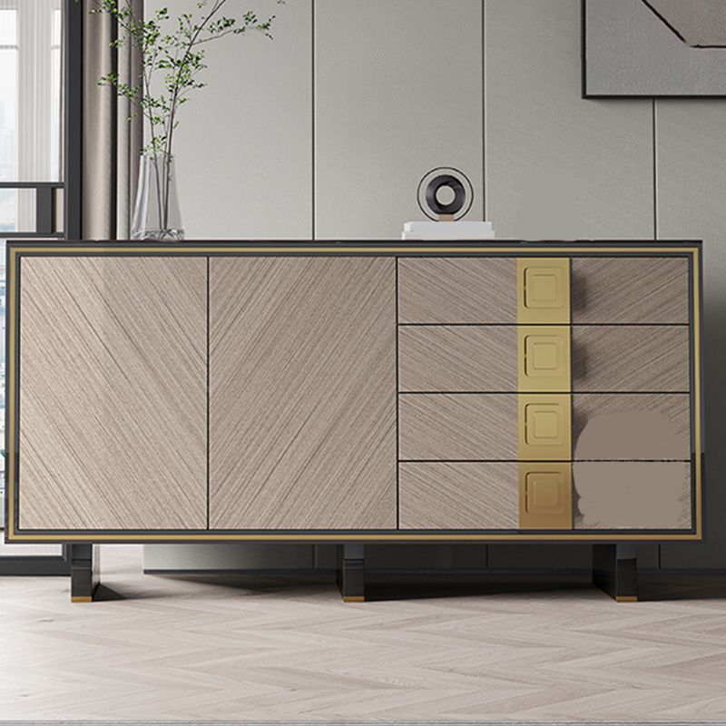 Scheda laterale Glam 4-Drawer Abbazzine nera a 2 porte con base di metallo