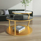 Glam Slate Coffee Table No Distressing Round Cocktail Table for Bedroom Clearhalo 'Coffee & Accent Tables' 'Coffee Tables' 'coffee_tables' 'furn' 'furn_coffee_tables' 'Furniture' 'Living Room Furniture' 1200x1200_df5e67a2-ce51-47c3-b151-13059e7b322c