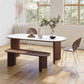 Modern Oval Table Sintered Stone Table with Wooden Legs for Home