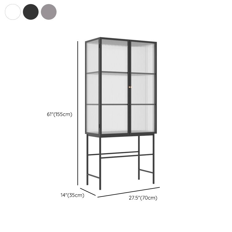 ガラスドア付きの現代のキュリオキャビネットメタルビュッフェキャビネット