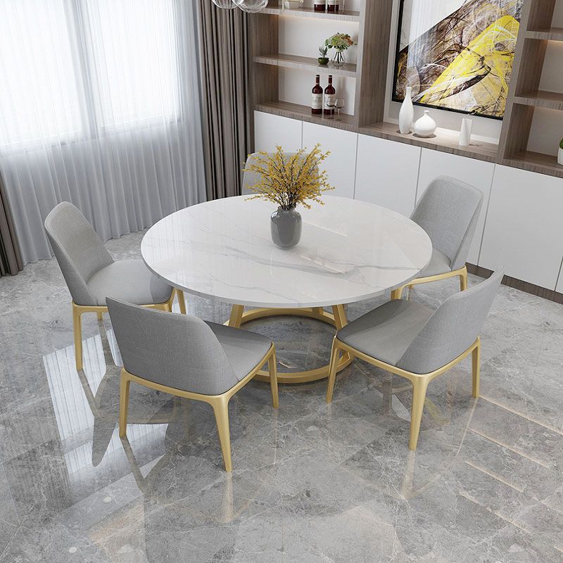 Glam 1/4/6 Pieces Dining Set Round Stone Dining Table for Dining Room Clearhalo 'Dining Room Sets' 'Dining Tables & Seating' 'dining_room_set' 'furn' 'furn_dining_room_set' 'Furniture' 'furniture_dining_room_set' 'Kitchen & Dining Furniture' 1200x1200_df65561b-0b53-4980-8a1f-cce29acf0c36