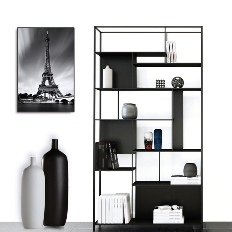Industrial Style Metal Bookshelf Black Open Shelf Bookcase for Office Clearhalo 'Bookcases' 'furn' 'furn_bookcases' 'Furniture' 'furniture_bookcases' 'kitchen' 'kitchen_bookcases' 'Living Room Furniture' 'Office Furniture' 1200x1200_df65a699-b89a-48d5-b335-2f99028dc611