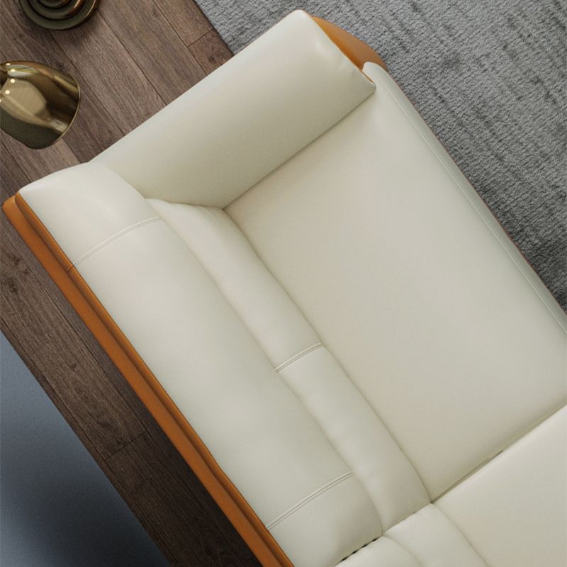 Genuine Leather Stain Resistant Contemporary Settee Couch in Orange and White Clearhalo 'furn' 'furn_sofas' 'Furniture' 'Living Room Furniture' 'Sofa' 'sofas' 1200x1200_df66744a-3065-43ab-a8a9-7a36b3f58c6d