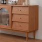 Modern 15.7"W Sideboard 3-drawer Solid Wood Credenza with Glass Door