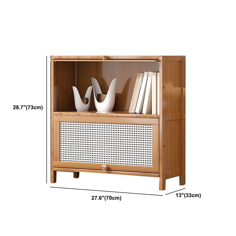 13 "brede houten boekenkast bamboe lichtbruine boekenplank met deuren