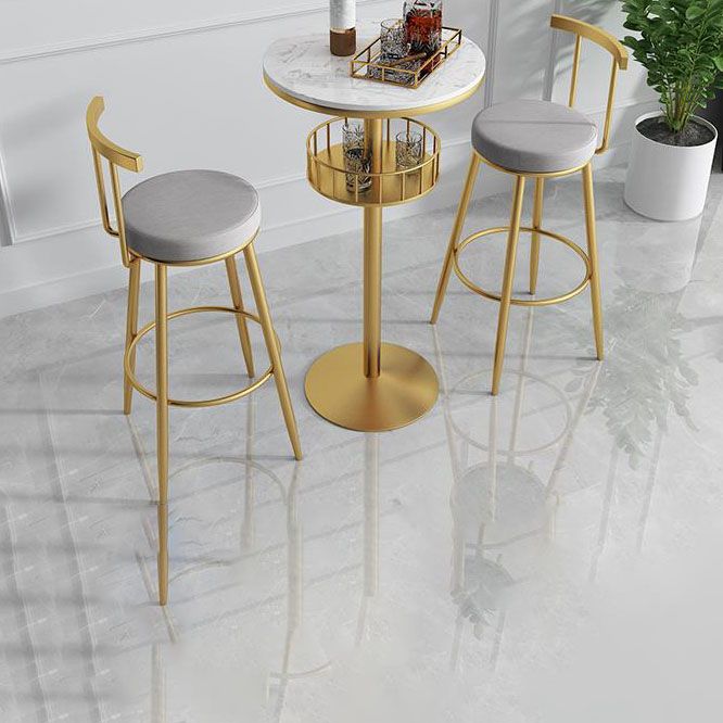 Polished Finish Marble Top Bar Table Glam Metal Frame Pub Table Clearhalo 'Bar Furniture' 'Bar Tables' 'bar_tables' 'furn' 'furn_bar_tables' 'Furniture' 'Kitchen & Dining Furniture' 1200x1200_df6c8661-d592-4c26-a7ba-e8d1e7891fd4