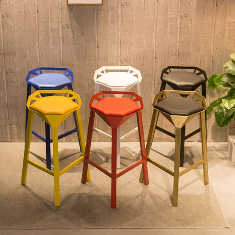 Modern Armless Backrest Counter Stool Iron Bar Stool with Cushion and Pedal for Bar Clearhalo 'Bar Furniture' 'Bar Stools' 'bar_stools' 'furn' 'furn_bar_stools' 'Furniture' 'Kitchen & Dining Furniture' 1200x1200_df6ea0f2-a124-48f7-8277-6a725d58b96e