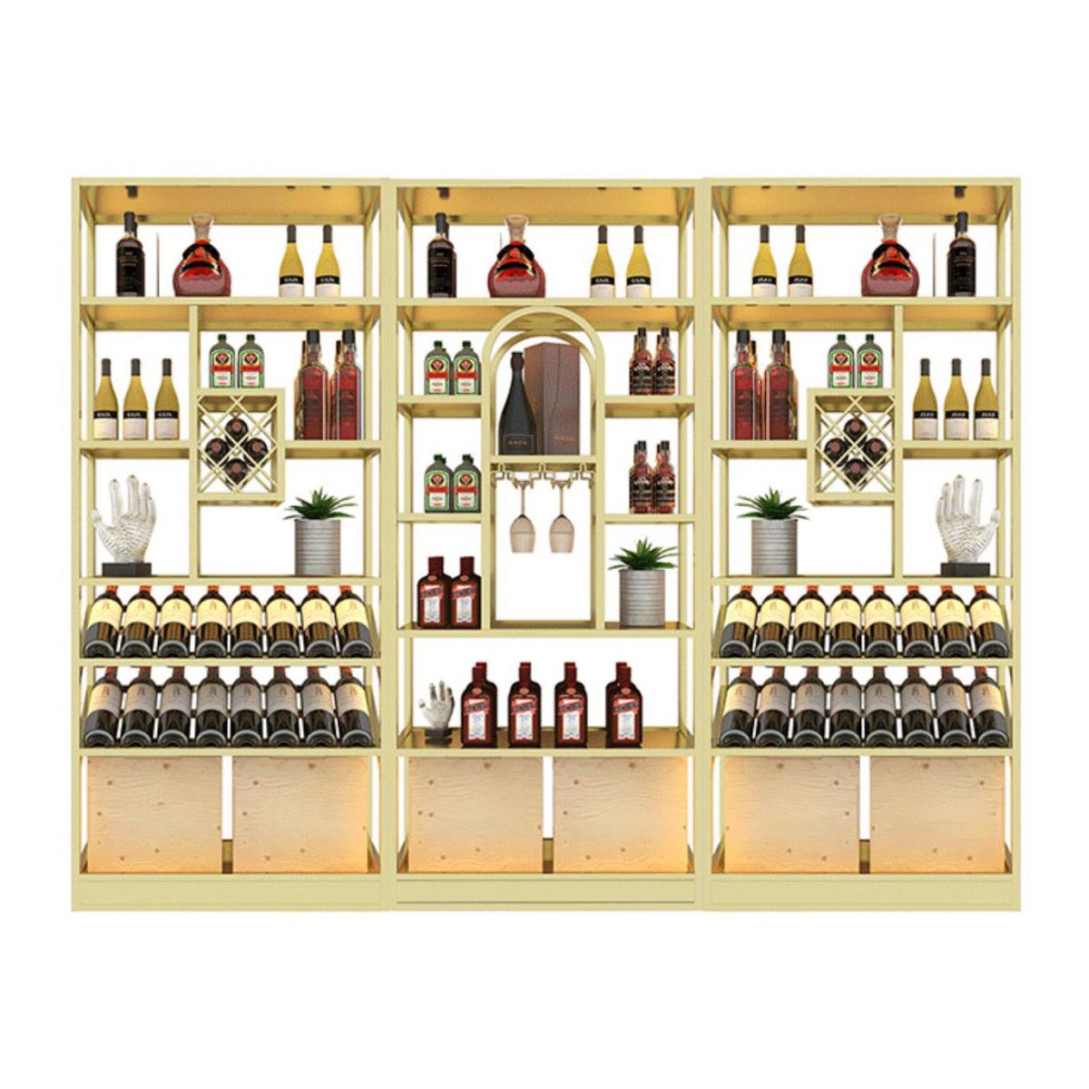 Freestanding Luxury Wine Jail Metal with Shelf Wine Rack Kit 11.8"Wide Clearhalo 'furn' 'furn_wine_racks' 'Furniture' 'Kitchen & Dining Furniture' 'Wine Racks' 'wine_racks' 1200x1200_df70238b-027b-45b1-bc44-03b67b9bd0ab