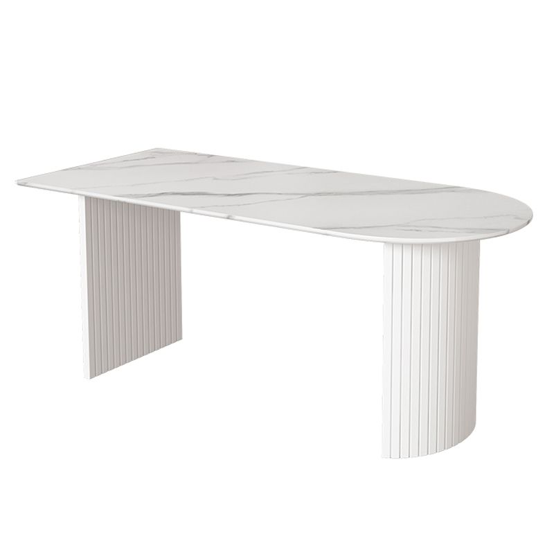Modern Style White Dining Table Wood Dining Table with Double Pedestal Base Clearhalo ' dining_table' 'Dining Tables & Seating' 'Dining Tables' 'furn' 'furn_dining_table' 'Furniture' 'furniture_dining_table' 'Kitchen & Dining Furniture' 'kitchen&dining_furn' 'kitchen' 'kitchen_dining_table' 1200x1200_df70988c-f416-419f-9939-6113b2c90934