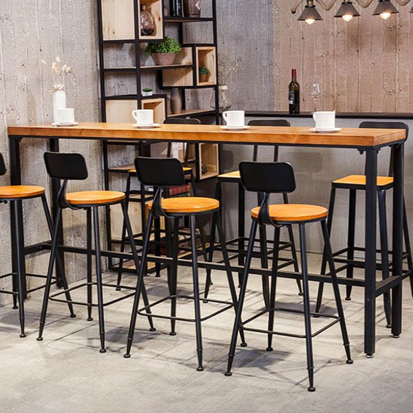 Pine Wood Top Rectangular Bar Table Industrial Pub Table with Metal Trestle Base Clearhalo 'Bar Furniture' 'Bar Tables' 'bar_tables' 'furn' 'furn_bar_tables' 'Furniture' 'Kitchen & Dining Furniture' 1200x1200_df71ced7-4716-4606-b6f0-78b7affc802e