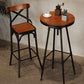 Solid Wood Dining Stools Industrial Dining Stools with Metal Base