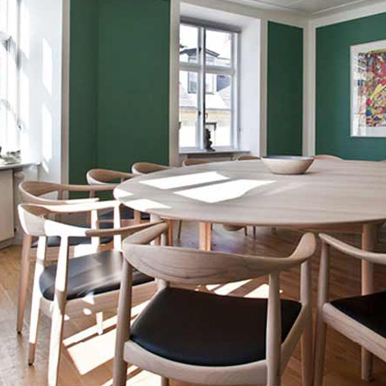 Eigentijdse rubberwood open stoel stoel natuurlijk lederen eetkamerstoel