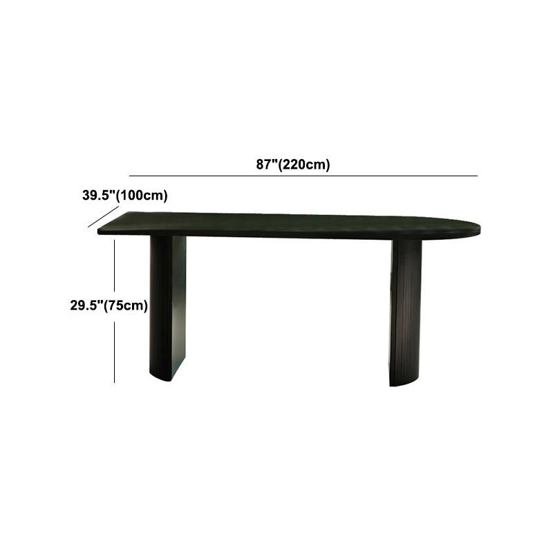 Simplicity Double Pedestal Dining Table Free Form Black Fixed Table with Wooden Top Clearhalo 'Dining Tables & Seating' 'Dining Tables' 'dining_table' 'furn' 'furn_dining_table' 'Furniture' 'Kitchen & Dining Furniture' 1200x1200_df766988-5722-44de-bf8b-4fe11f26c240