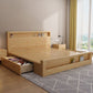 Traditional Panel Bed with Storage 38.58" High Brown Rubberwood Bed