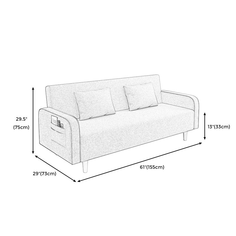 29.5"H Contemporary Solid Color Square Arm Convertible Sleeper Sofa for Apartment Clearhalo 'furn' 'furn_sofas' 'Furniture' 'furniture_sofas' 'kitchen' 'kitchen_sofas' 'Living Room Furniture' 'Sofa' 'sofas' 1200x1200_df77e684-0441-473e-81a5-4420ee2ea574