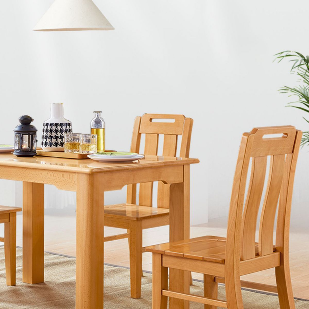 Mid-Century Modern Solid Wood Dining Table Beech Wood Top Table with 4 Legs Clearhalo ' dining_table' 'Dining Tables & Seating' 'Dining Tables' 'furn' 'furn_dining_table' 'Furniture' 'furniture_dining_table' 'Kitchen & Dining Furniture' 'kitchen&dining_furn' 'kitchen' 'kitchen_dining_table' 1200x1200_df7bb0d8-f1e0-4c6c-b16c-795dcbfa7000