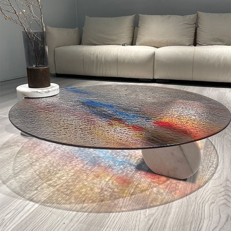 Round No Distressing Coffee Table Glass Tropical Single Coffee Table with 2 Legs Clearhalo 'Coffee & Accent Tables' 'Coffee Tables' 'coffee_tables' 'furn' 'furn_coffee_tables' 'Furniture' 'Living Room Furniture' 1200x1200_df7c4b4a-5894-46ca-a441-e37d9d61630f