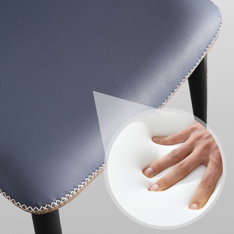 Minimalist Black Solid Back Dining Side Chair Metal Upholstered Dining Side Chair Clearhalo ' kitchen&dining_furn' 'Dining Chairs' 'Dining Tables & Seating' 'dining_chair' 'furn' 'furn_dining_chair' 'Furniture' 'furniture_dining_chair' 'Kitchen & Dining Furniture' 'kitchen' 1200x1200_df8202f8-0935-4b28-b67b-1723bfb5fc65