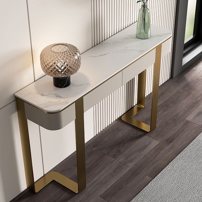 Tavola moderna di accento di pietra resistente alla macchia 33,46 "tavolo da console alta