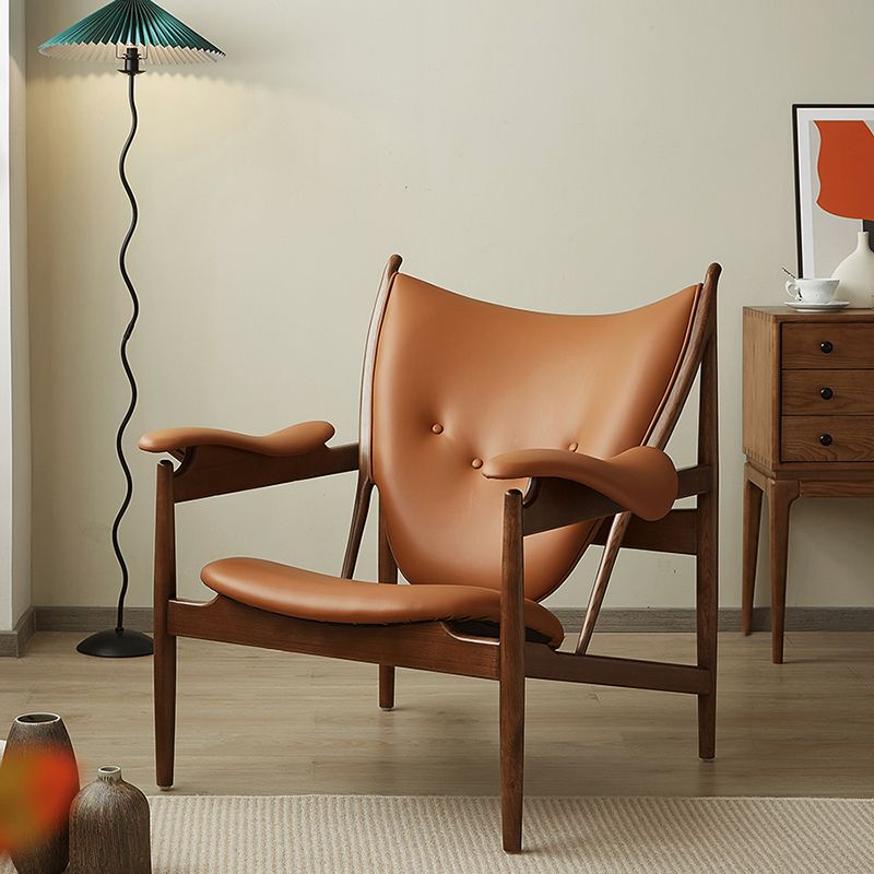 Square Arms Side Chair Genuine Leather Lounge Chair for Living Room Clearhalo 'Accent Chairs' 'accent_chairs' 'Chairs & Seating' 'furn' 'furn_accent_chairs' 'Furniture' 'Living Room Furniture' 1200x1200_df858c4d-f332-445a-abdb-f3d462282636