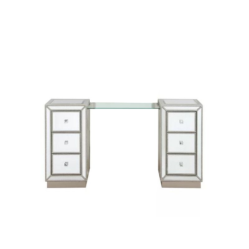 Sliver Glass Vanity Set 15.74" Wide Make-up Vanity with 6 Storage Drawers Clearhalo 'Bedroom Furniture' 'furn' 'furn_makeup_vanities' 'Furniture' 'Makeup Vanities' 'makeup_vanities' 1200x1200_df86f4d5-6f80-4bf0-a046-c0f7cd03cf02