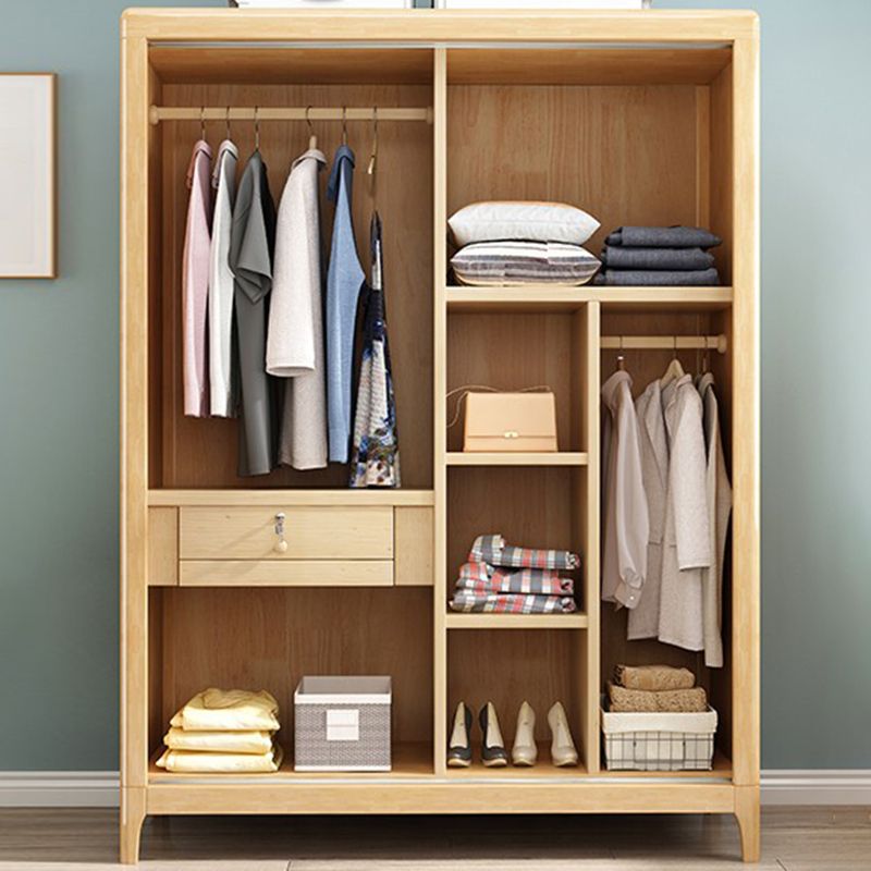 Traditional Solid Wood Wardrobe Freestanding Wardrobe with Self Close Drawers and Doors Clearhalo 'Armoires & Wardrobes' 'armoires_wardrobes' 'Bedroom Furniture' 'furn' 'furn_armoires_wardrobes' 'Furniture' 1200x1200_df87f9a6-c51c-4655-aee3-08ba217b5aa4