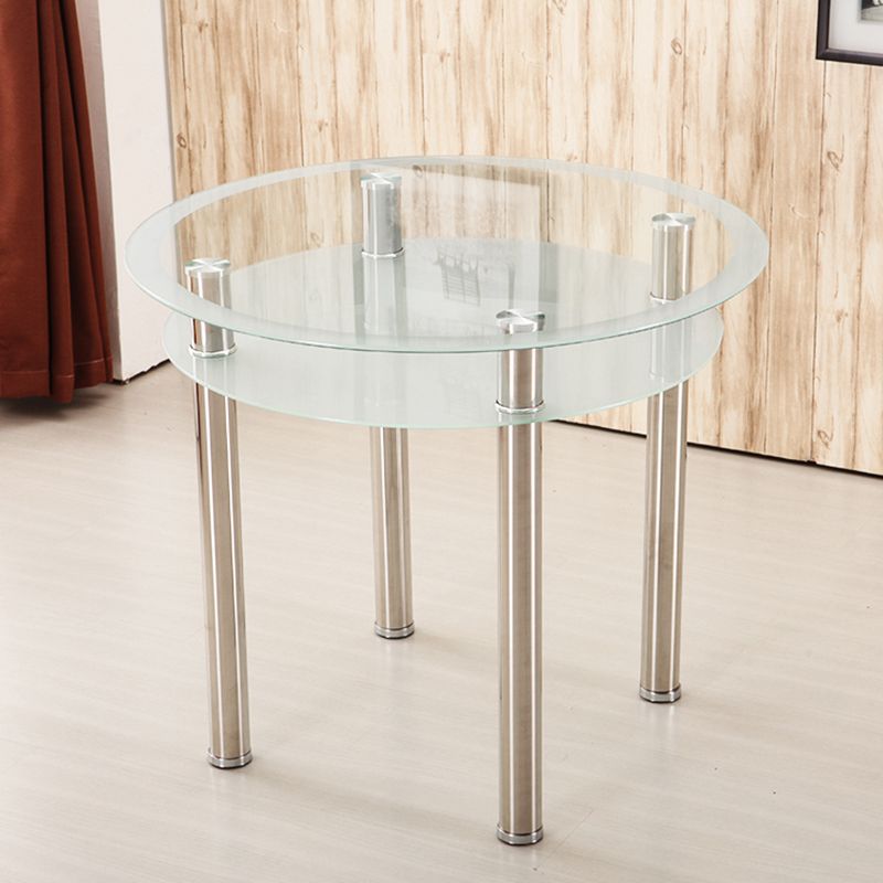 Contemporary 35.4" Round Dining Table Clear Tempered Glass Table with 4 Legs Clearhalo ' dining_table' 'Dining Tables & Seating' 'Dining Tables' 'furn' 'furn_dining_table' 'Furniture' 'furniture_dining_table' 'Kitchen & Dining Furniture' 'kitchen&dining_furn' 'kitchen' 'kitchen_dining_table' 1200x1200_df8865d3-a498-4d55-9442-b785a17109f2