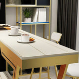 Tavolo da bistrot top in pietra lucidata tavolo da pub glam con base metallica