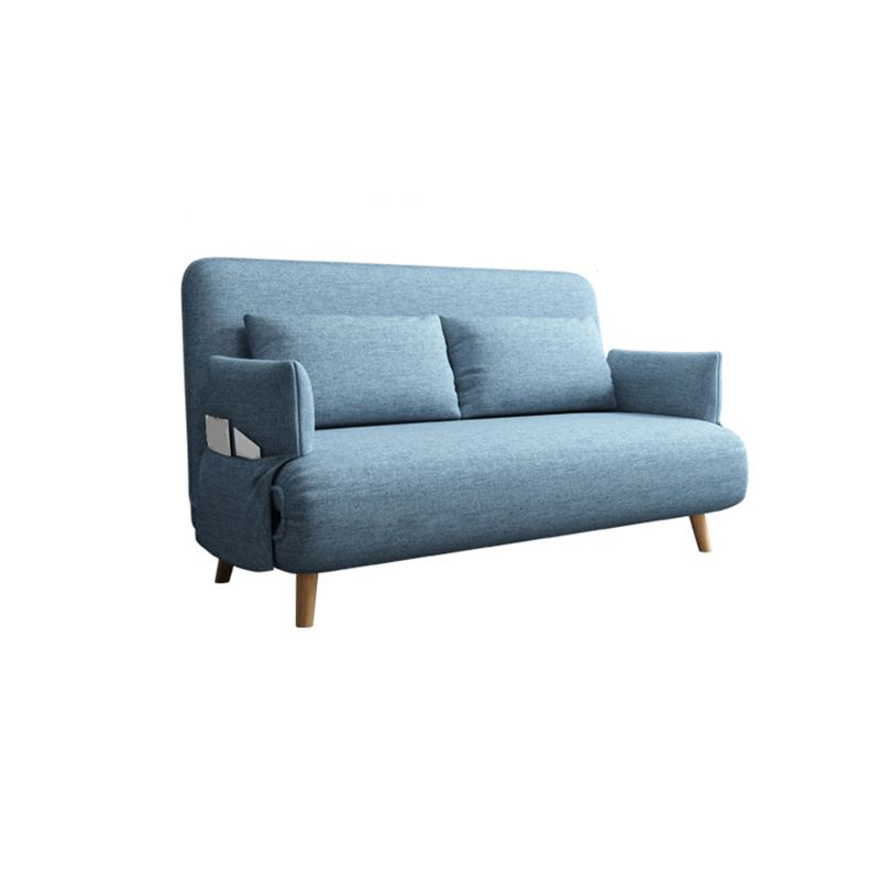 現代のくぼんだアームコットンブレンドとフェイクレザーソファベッド