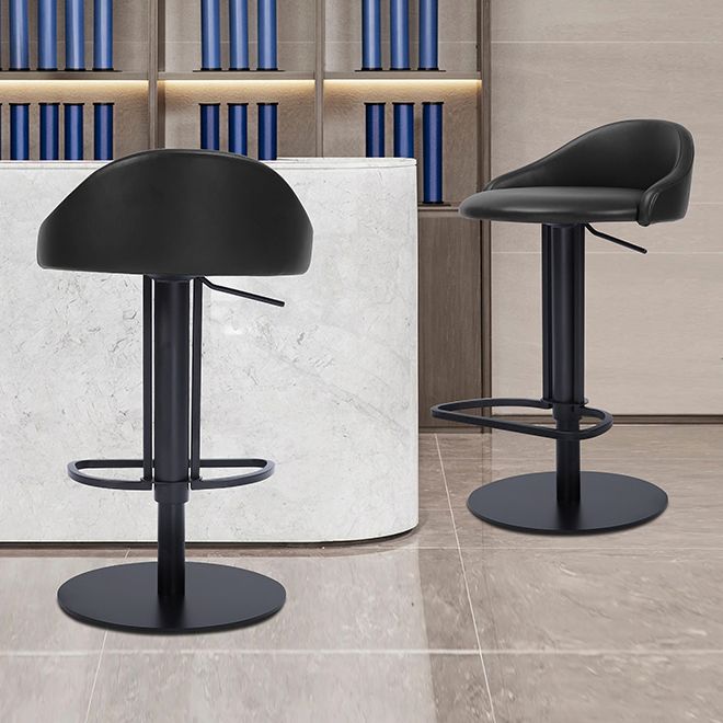 Faux Leather Barstools Adjustable Height Swivel Barstools with Footrest