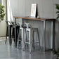 Footrest Backrest Counter-height Stool Industrial Wood and Metal Counter Chair in Silver