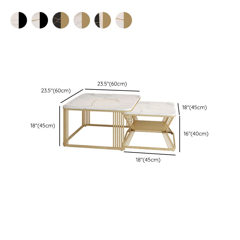 Square Coffee Table Slate Nesting Coffee Table Set with Storage Clearhalo 'Coffee & Accent Tables' 'Coffee Tables' 'coffee_tables' 'furn' 'furn_coffee_tables' 'Furniture' 'Living Room Furniture' 1200x1200_df8dba11-7b63-4953-91a7-df1b7d7e45a2
