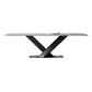 Modern Stone Top White Rectangular Dining Table with Black X-Base Clearhalo 'Dining Tables & Seating' 'Dining Tables' 'dining_table' 'furn' 'furn_dining_table' 'Furniture' 'Kitchen & Dining Furniture' 1200x1200_df910852-0c6e-4fbd-9234-09b160f16802