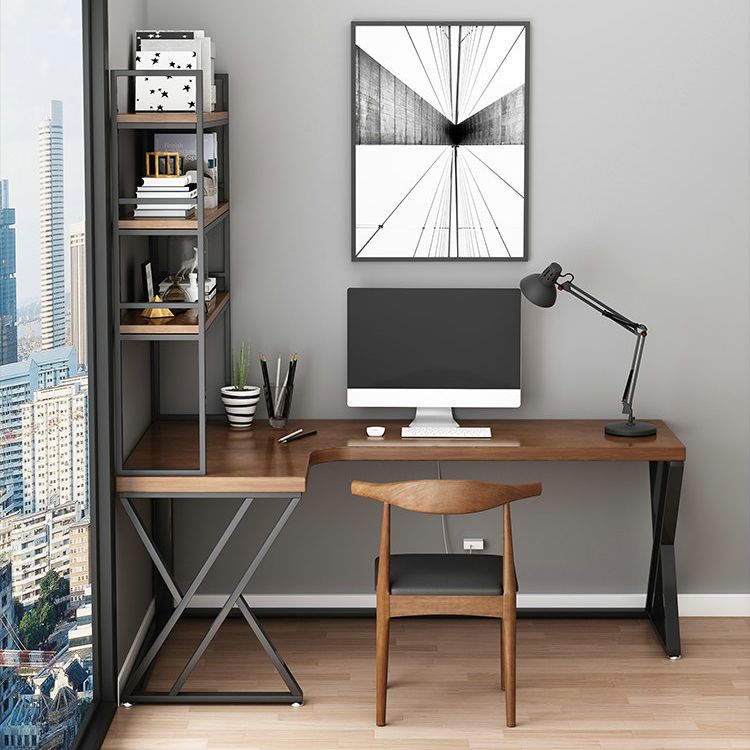 L-Shape Office Table Industrial Writing Desk of Solid Pinewood without Shelf and Chair Clearhalo 'furn' 'furn_office_desk' 'Furniture' 'Office Desks' 'Office Furniture' 'office_desk' 1200x1200_df91f7d9-627a-4966-ac52-2d6da5bd62d8