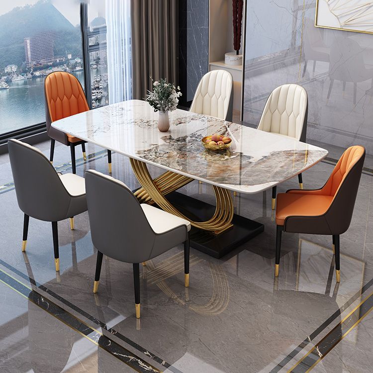 Glam Dinner Table Rectangle Stone Dining Room Table for Kitchen Clearhalo 'Dining Tables & Seating' 'Dining Tables' 'dining_table' 'furn' 'furn_dining_table' 'Furniture' 'Kitchen & Dining Furniture' 1200x1200_df925dff-3e65-4187-bf78-3afe52c19b63