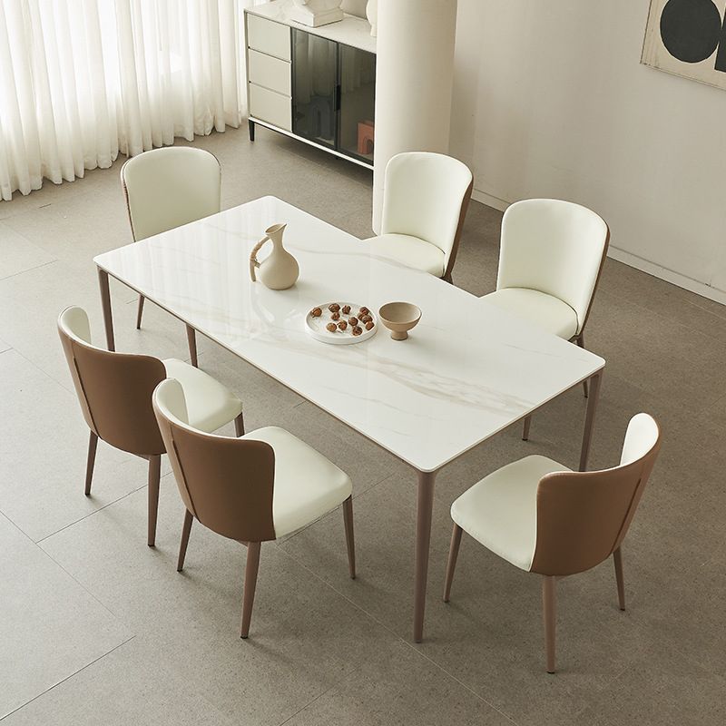 Set da pranzo moderno con sedie a schiera solida 1/4/5/7 pezzi set di dinette bianca