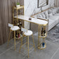 Stone Indoor Glam Bar Dining Table Metal Double Pedestal Bistro Table with Wine Rack Clearhalo 'Bar Furniture' 'Bar Tables' 'bar_tables' 'furn' 'furn_bar_tables' 'Furniture' 'furniture_bar_tables' 'Kitchen & Dining Furniture' 'kitchen&dining_furn' 'kitchen' 1200x1200_df9467bd-7921-4010-8e63-a6b51c8f9478