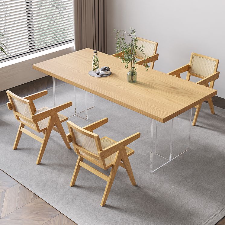 Solid Wood Dining Table Set with Acrylic Base 1/2/4/5 Pieces Dinette Set for Kitchen Clearhalo 'Dining Room Sets' 'Dining Tables & Seating' 'dining_room_set' 'furn' 'furn_dining_room_set' 'Furniture' 'Kitchen & Dining Furniture' 1200x1200_df984775-fd9d-461a-87b8-da01fe877a16