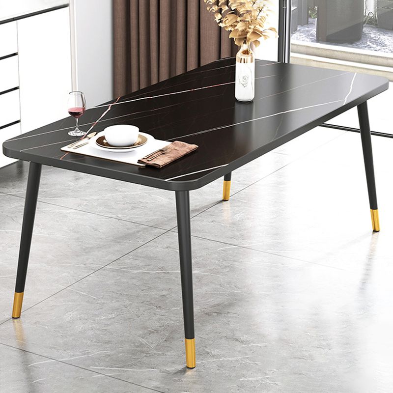 Industrial Style MDF Dining Table 4 Legs Carbon Steel Base Rectangle Table for Home Clearhalo ' dining_table' 'Dining Tables & Seating' 'Dining Tables' 'furn' 'furn_dining_table' 'Furniture' 'furniture_dining_table' 'Kitchen & Dining Furniture' 'kitchen&dining_furn' 'kitchen' 'kitchen_dining_table' 1200x1200_df984fab-2f92-4949-95d0-53ebfc20d5c7