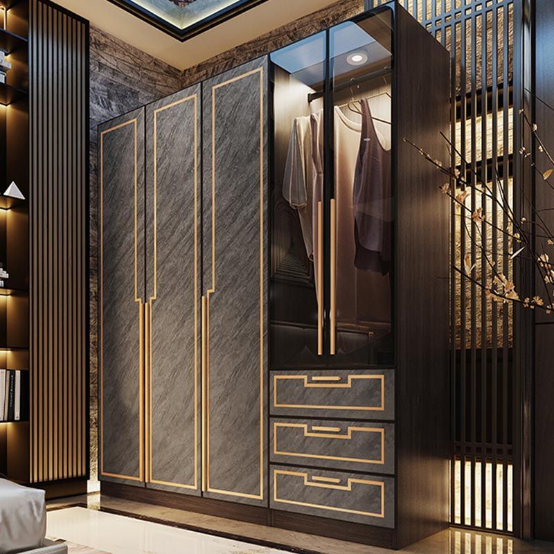 Mobile per finitura a specchio con porte di vetro grigio mobile per interni contemporanei