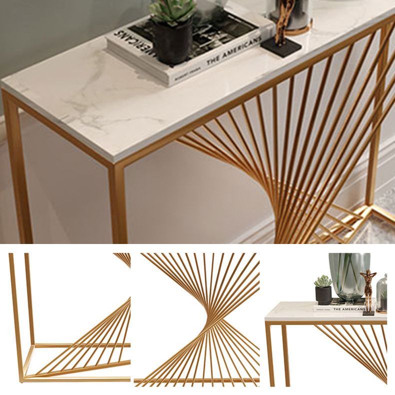 Tavolo da console da 1,5 "tavolo da console a 1 scaffale tavolino resistente alle macchie in marmo per Hall