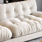Contemporary Armless Settee Tufted Split-Back White Velvet Sofa