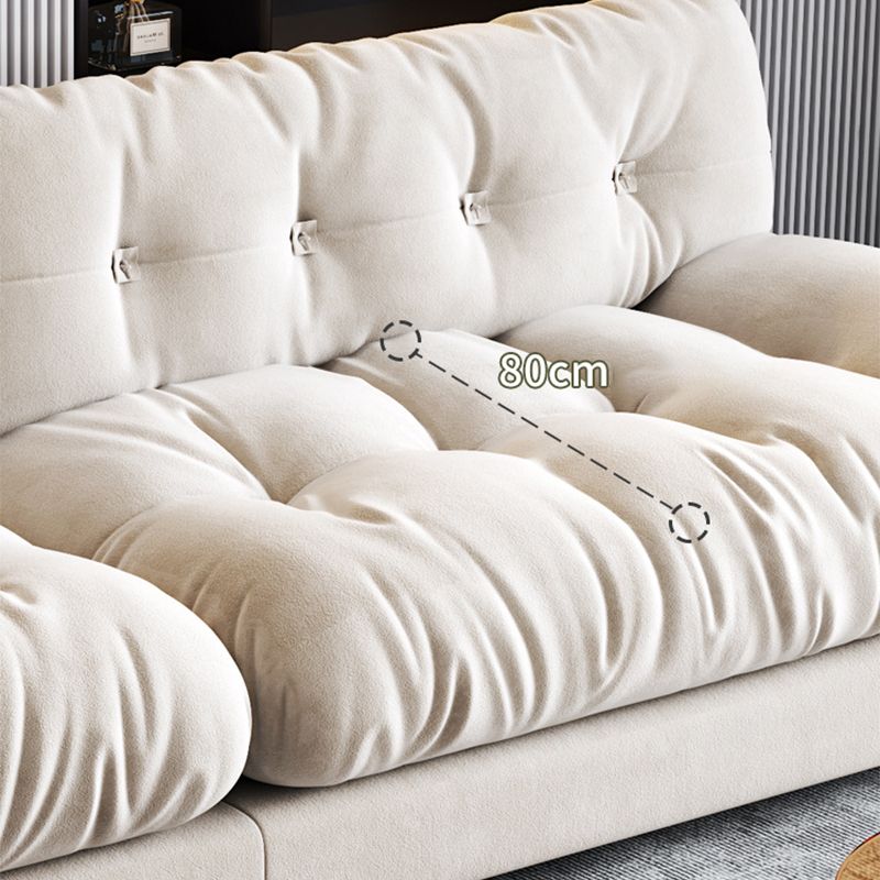Contemporary Armless Settee Tufted Split-Back White Velvet Sofa