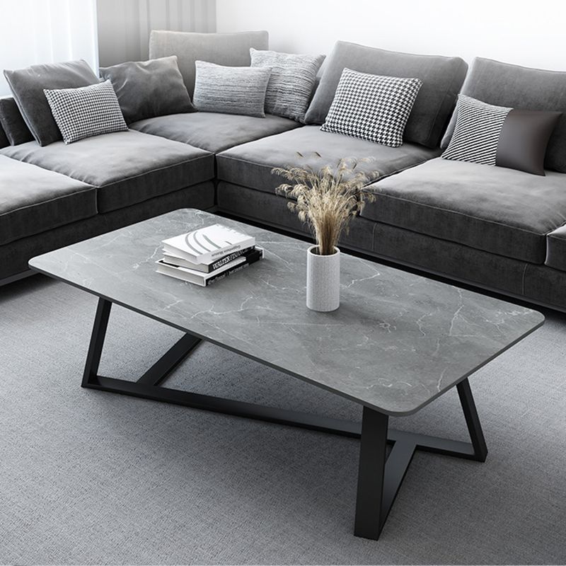 Trestle Marble Cocktail Table Contemporary Rectangular Coffee Table Clearhalo 'Coffee & Accent Tables' 'Coffee Tables' 'coffee_tables' 'furn' 'furn_coffee_tables' 'Furniture' 'Living Room Furniture' 1200x1200_df9d8713-a6fd-4328-b9dd-054a4921d8bc