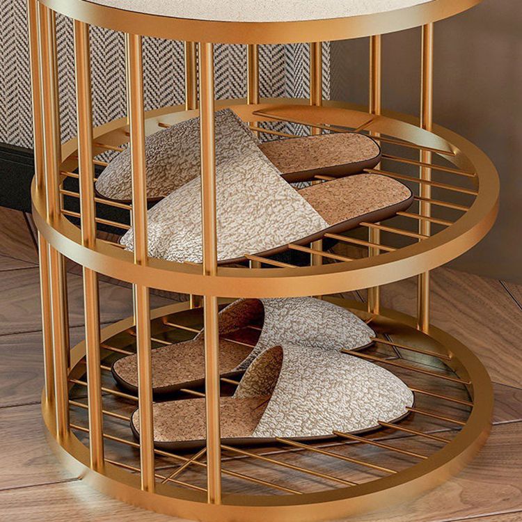 Industrial Cylinder Shape Ottoman Plain Velvet Metal Frame Shelved Storage Pouf Clearhalo 'furn' 'furn_ottomans_poufs' 'Furniture' 'Living Room Furniture' 'Ottomans & Poufs' 'ottomans_poufs' 1200x1200_df9f0b50-e76b-40f4-8046-0765b02be33e